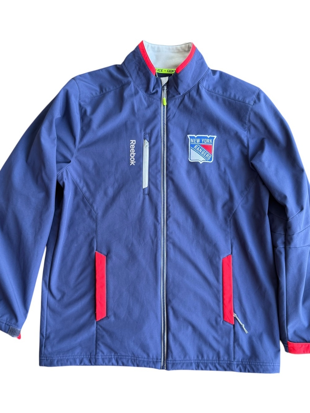New York Rangers Reebok NHL Center Ice Collection Full Zip Blue Jacket Size: L